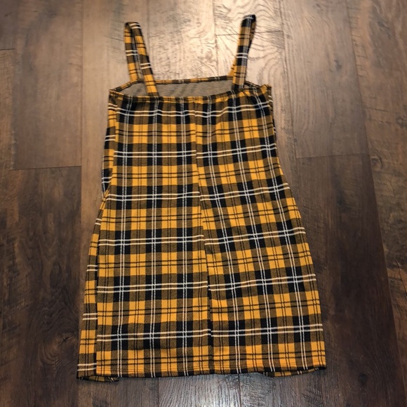 Forever 21 Plad orangeish/yellowish black dress, with some white - Picture 2 of 2